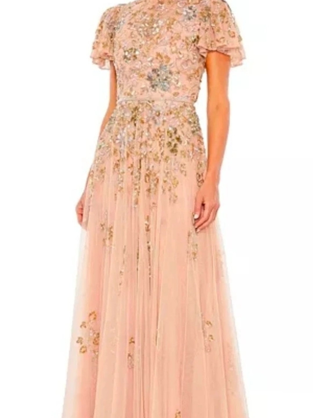 Mac duggal  Blush Pink Embellished Tulle Evening Dress